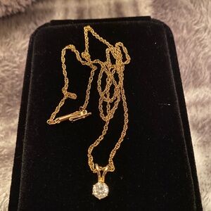 14KT DIAMOND PENDANT NECKLACE YG .25CT G-H SI2 DIAMOND SOLITARE 18" 14KT CHAIN